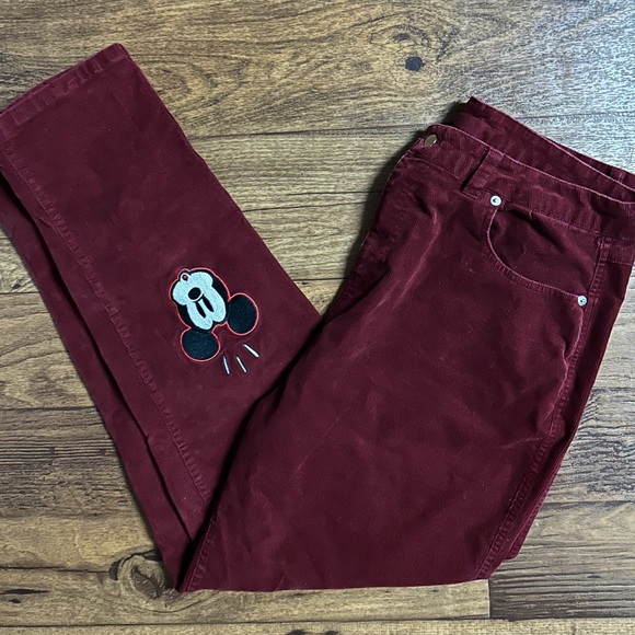 Disney • Size 15 • Red Velvet Jeans W/ Mickey Mouse Embroidery & Patches - Picture 6 of 13